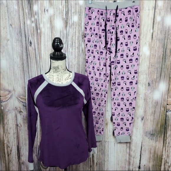 Cuddl Duds Intimates & Sleepwear Cuddl Duds Purple Owl Print Ultra